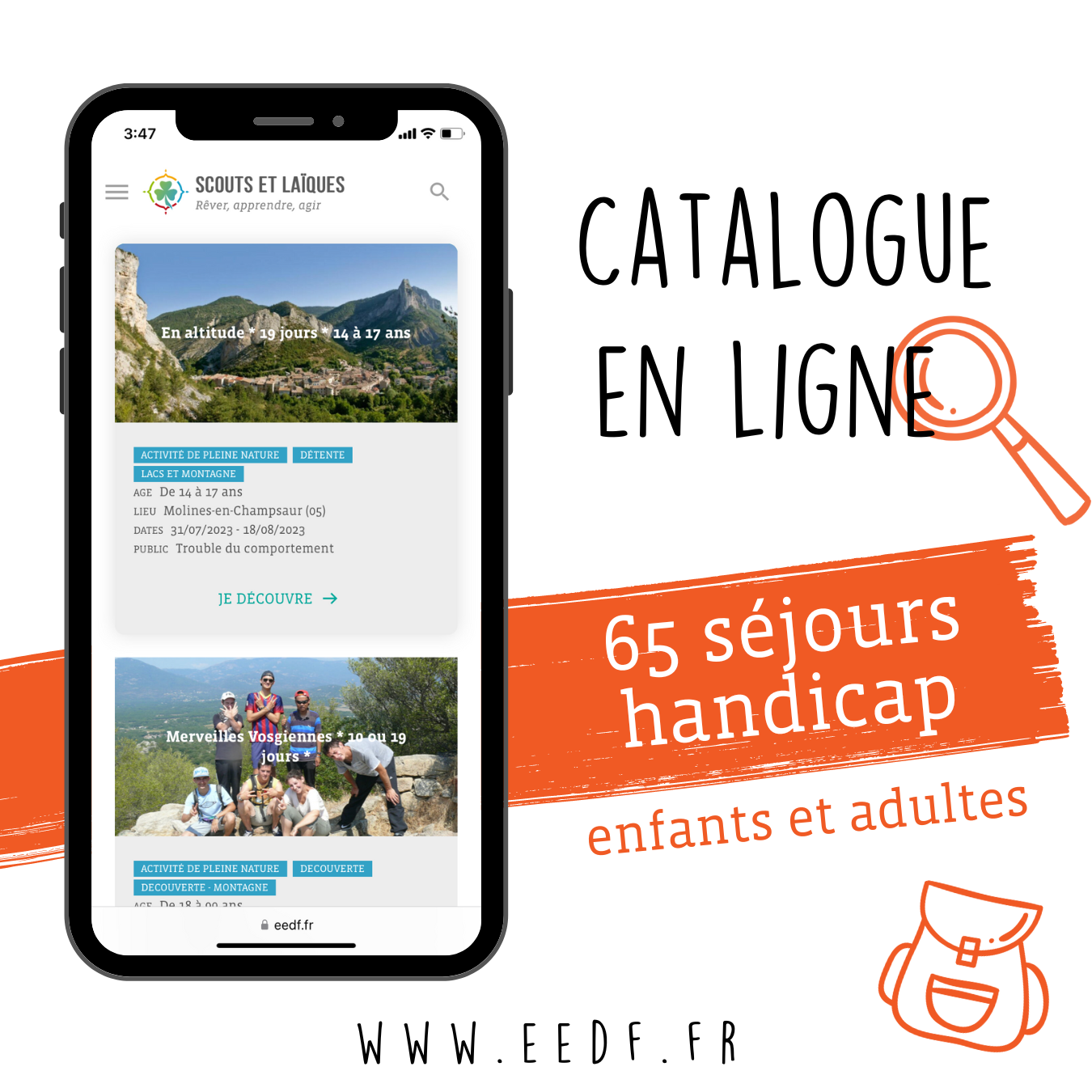 Catalogue de nos séjours vacances adaptées ! - EEDF - Scoutisme Laïque